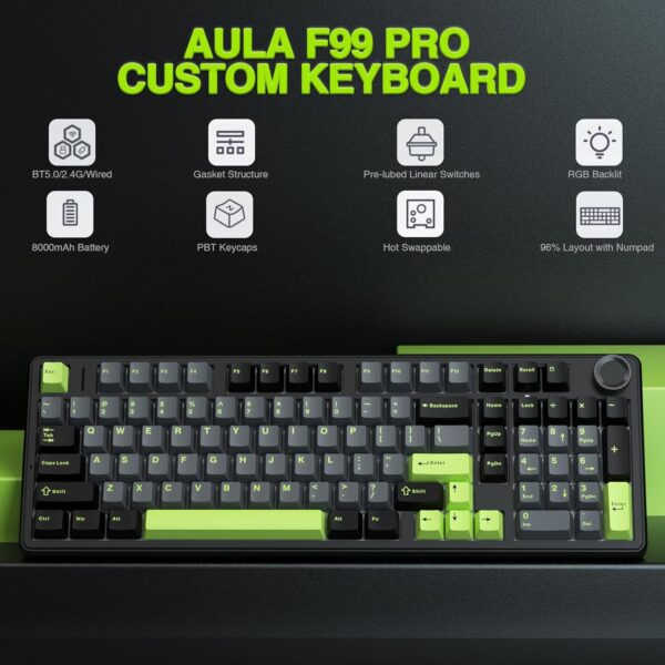 AULA F99 Pro Wireless Mechanical Keyboard - Black