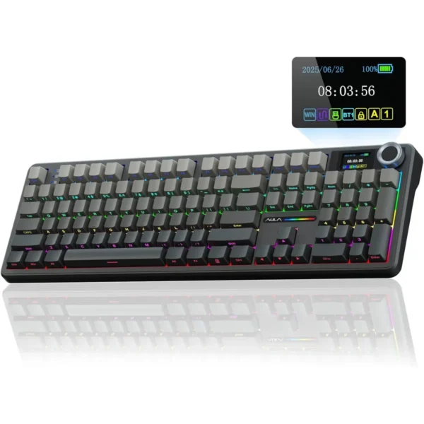 Aula F108 PRO Wireless Mechanical Keyboard With Screen And Knob - Gradient Black