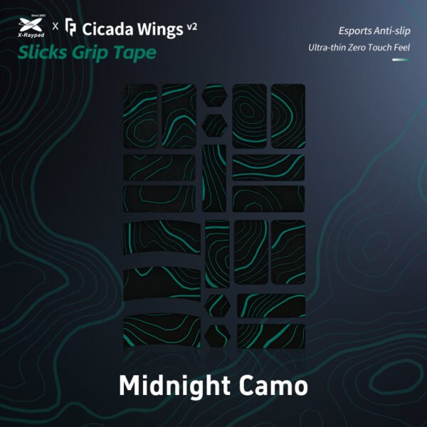 X-Raypad Cicada Wings v2 Universal Pre-cut Tacky Grip Tape – Midnight Camo